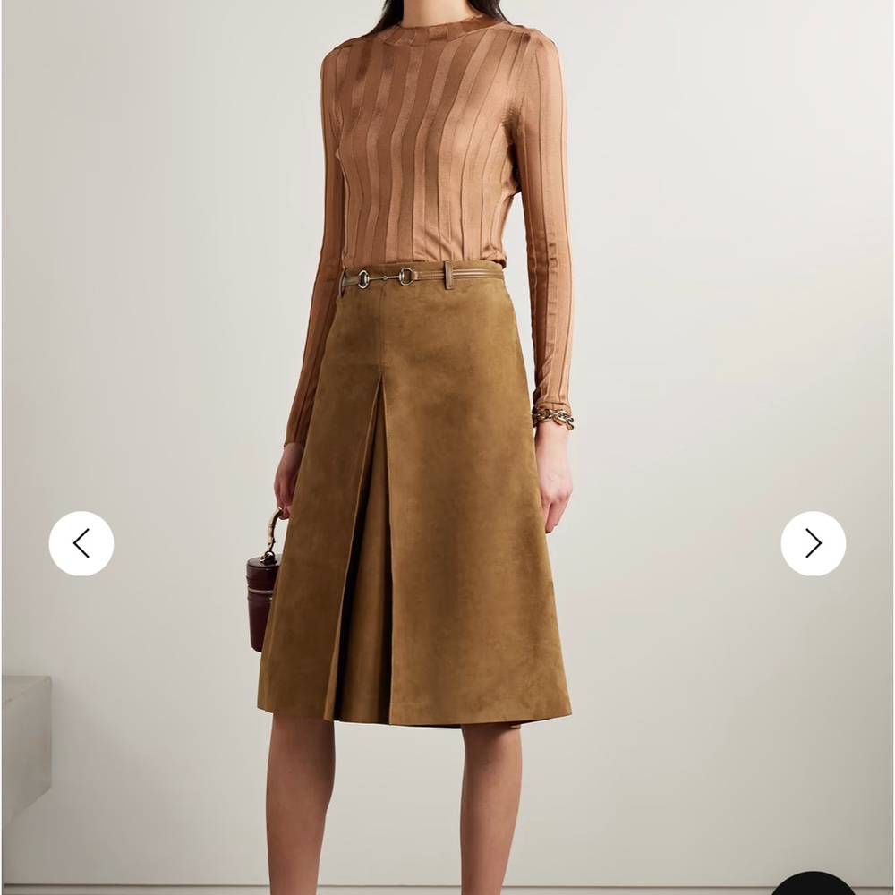 Rare Vintage Gucci Collector Tan Suede Skirt size XXS - Picture 2 of 14